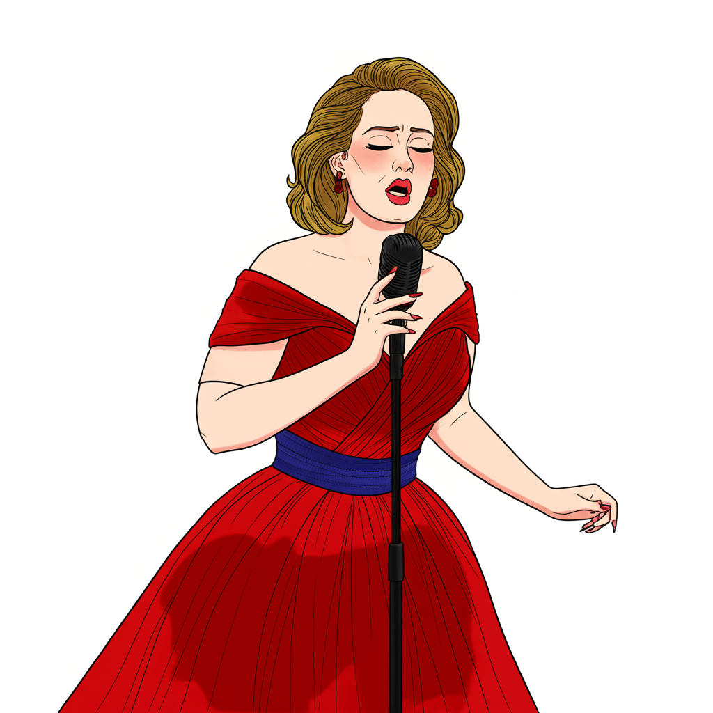 Adele Singing Elegantly Coloring Page - Colored Preview