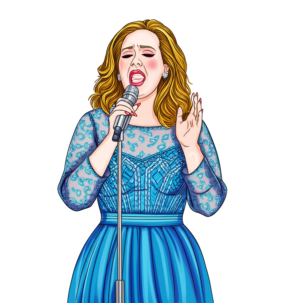 Adele Singing Sensation Coloring Page - Colored Preview