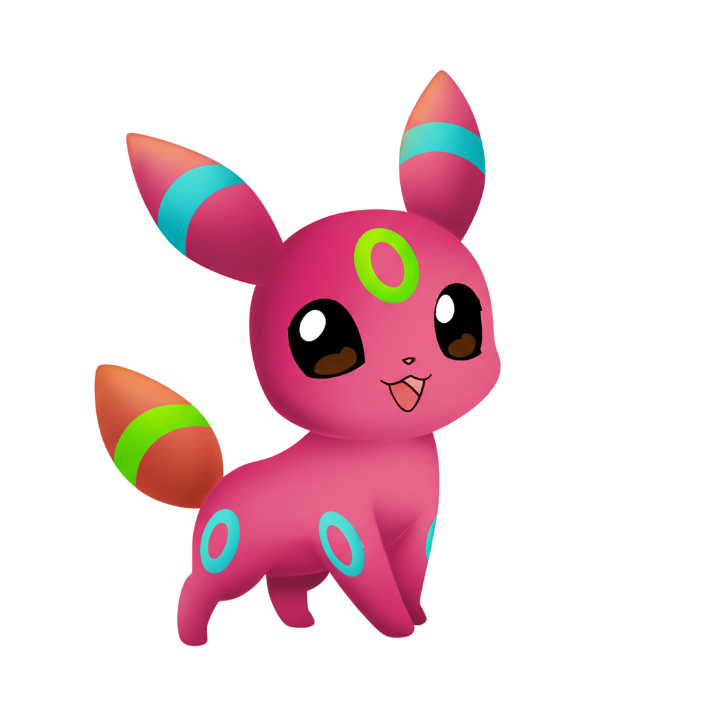 Adorable Chibi Umbreon Pokémon Coloring Page - Colored Preview