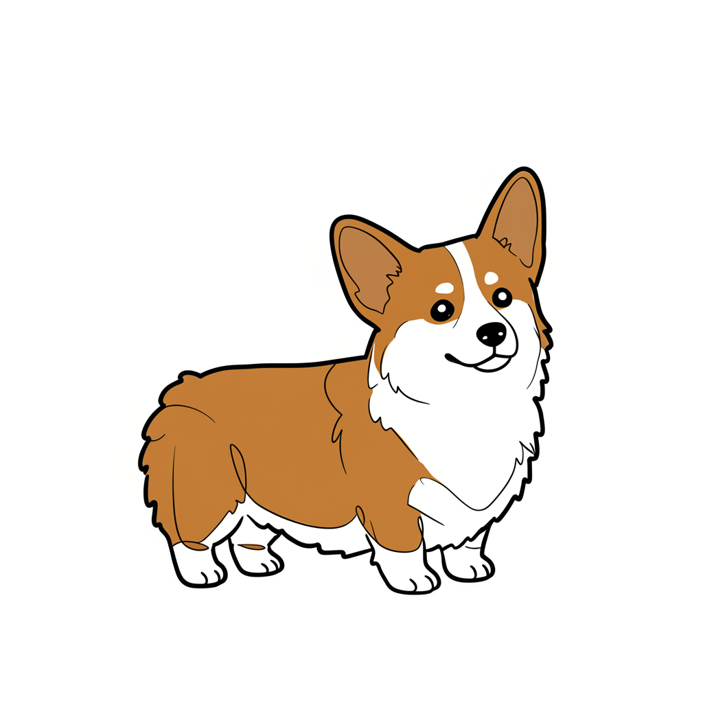 Adorable Corgi Dog Coloring Page - Colored Preview