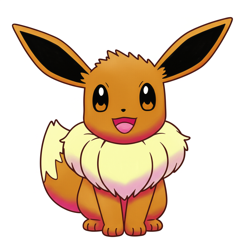 Adorable Eevee Pokémon Coloring Page - Colored Preview
