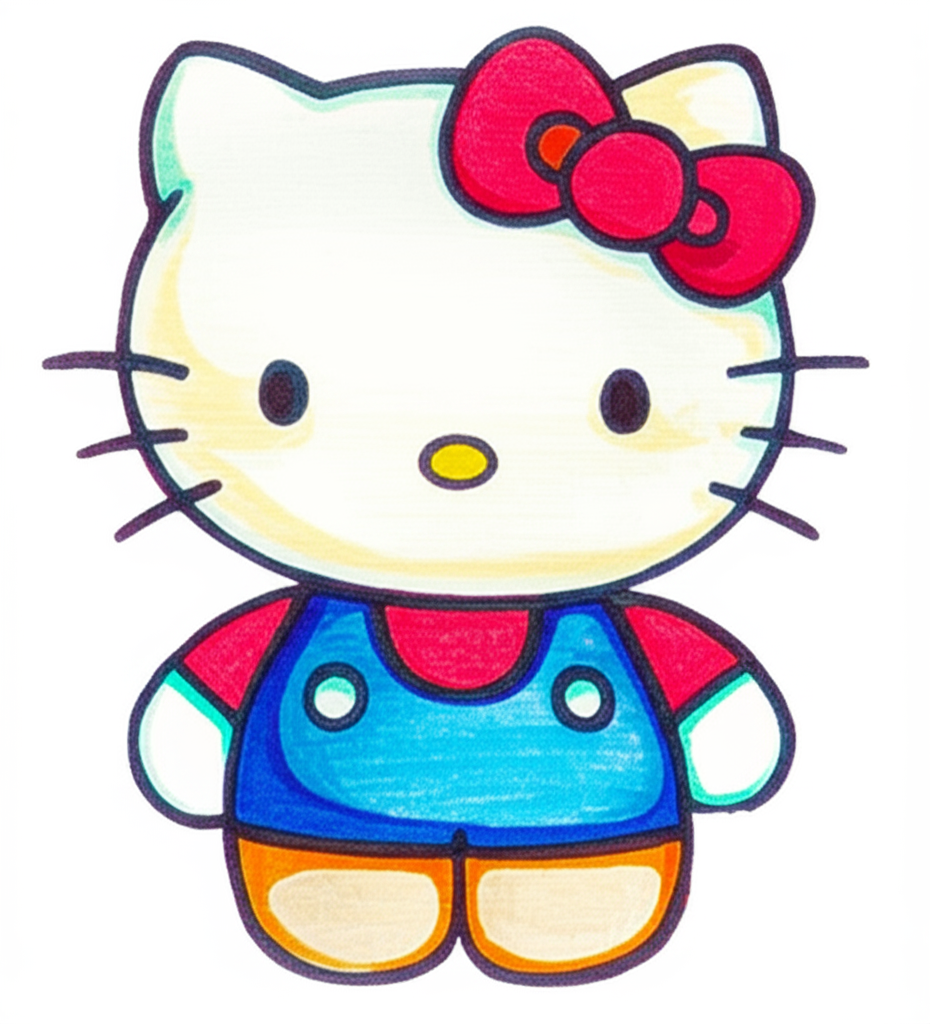 Adorable Hello Kitty Coloring Page - Colored Preview