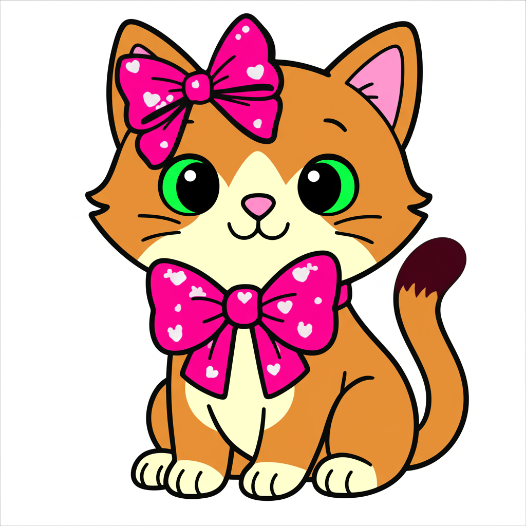 Adorable Kitten with Bow Tie Coloring Page - Colored Preview