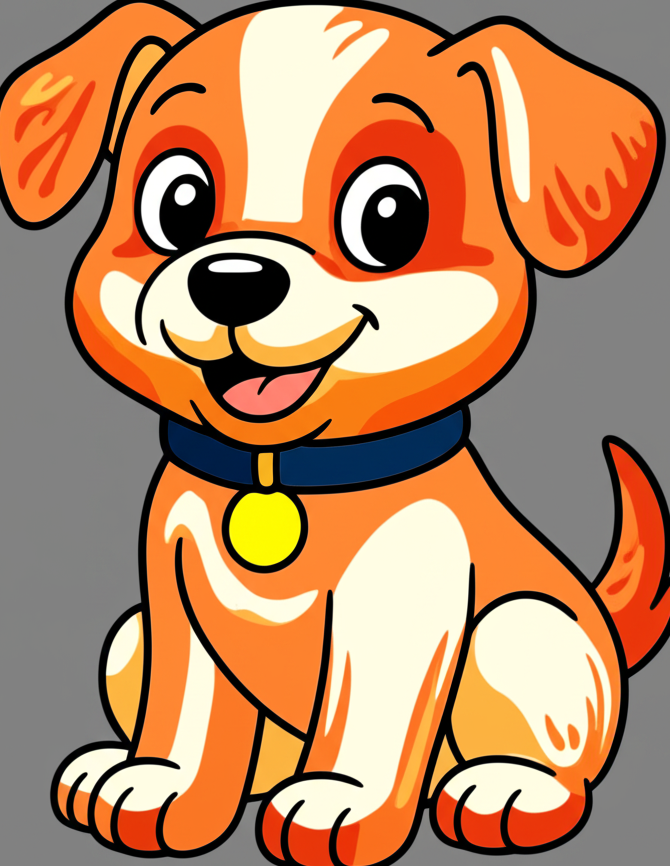Adorable Sitting Puppy Coloring Page - Colored Preview