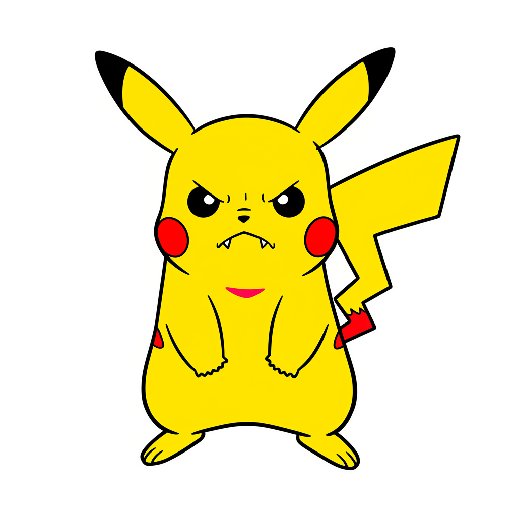 Angry Pikachu Coloring Page - Colored Preview