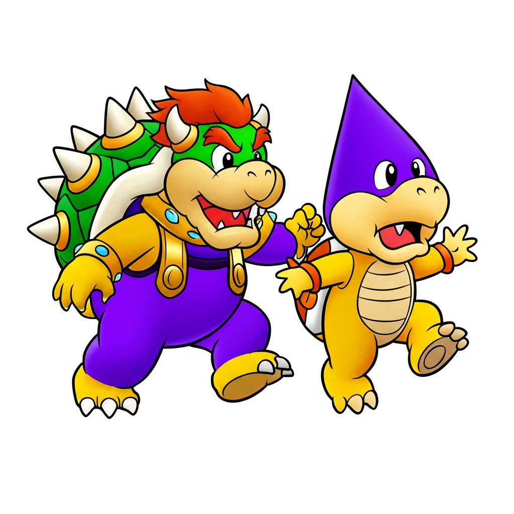 Bowser and Koopa Troopa Dynamic Duo Coloring Page - Colored Preview