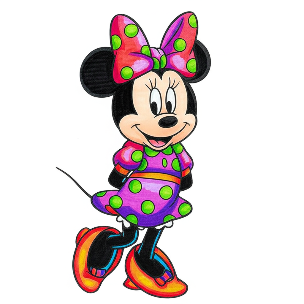 Charming Minnie Mouse Coloring Page - Colored Preview