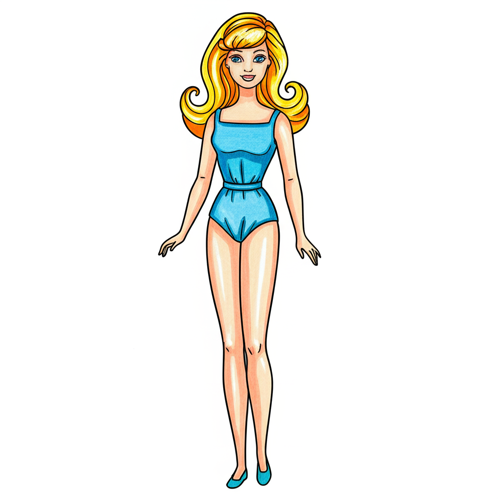 Chic Fashion Doll Coloring Page - Colored Preview
