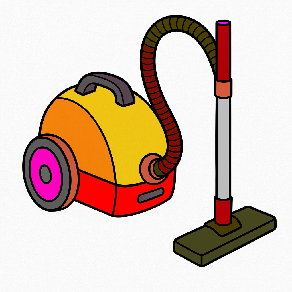 Classic Canister Vacuum Cleaner Coloring Page - Colored Preview