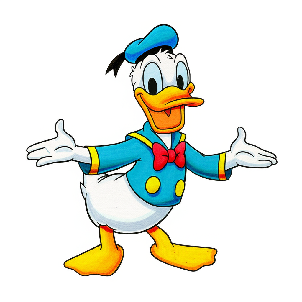Classic Donald Duck Coloring Page - Colored Preview