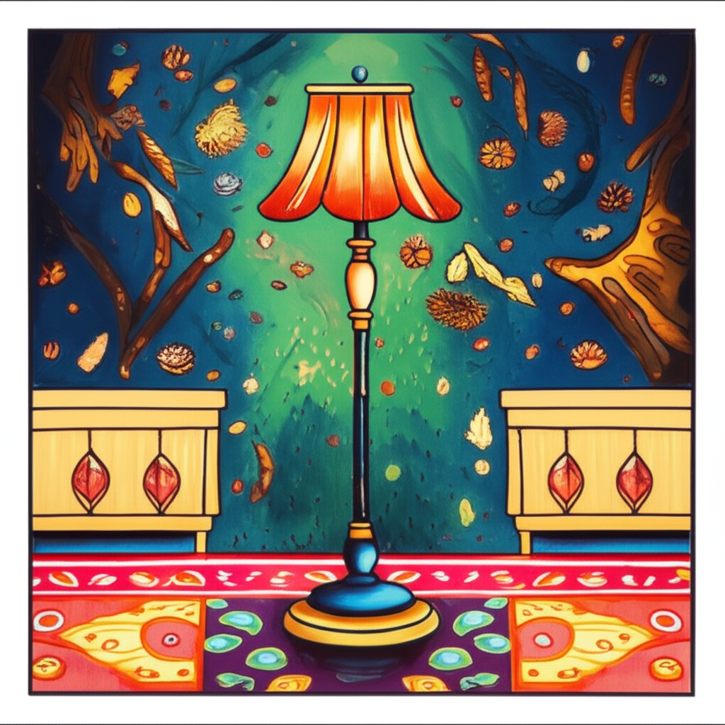 Classic Floor Lamp Coloring Page - Colored Preview