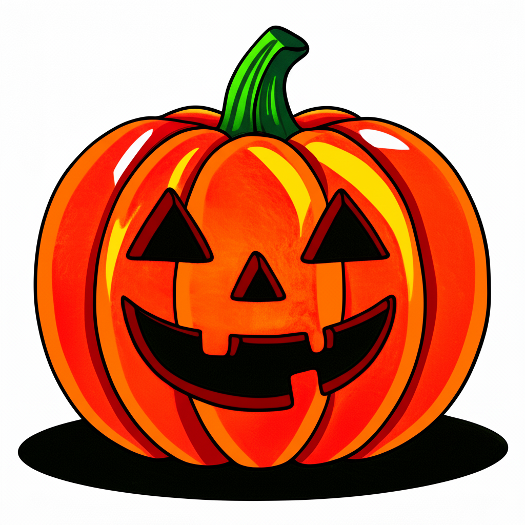 Classic Jack-O'-Lantern Coloring Page - Colored Preview