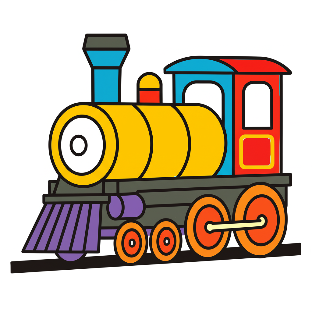 Classic Steam Train Coloring Page - Colored Preview