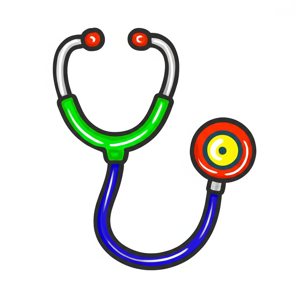Classic Stethoscope Coloring Page - Colored Preview