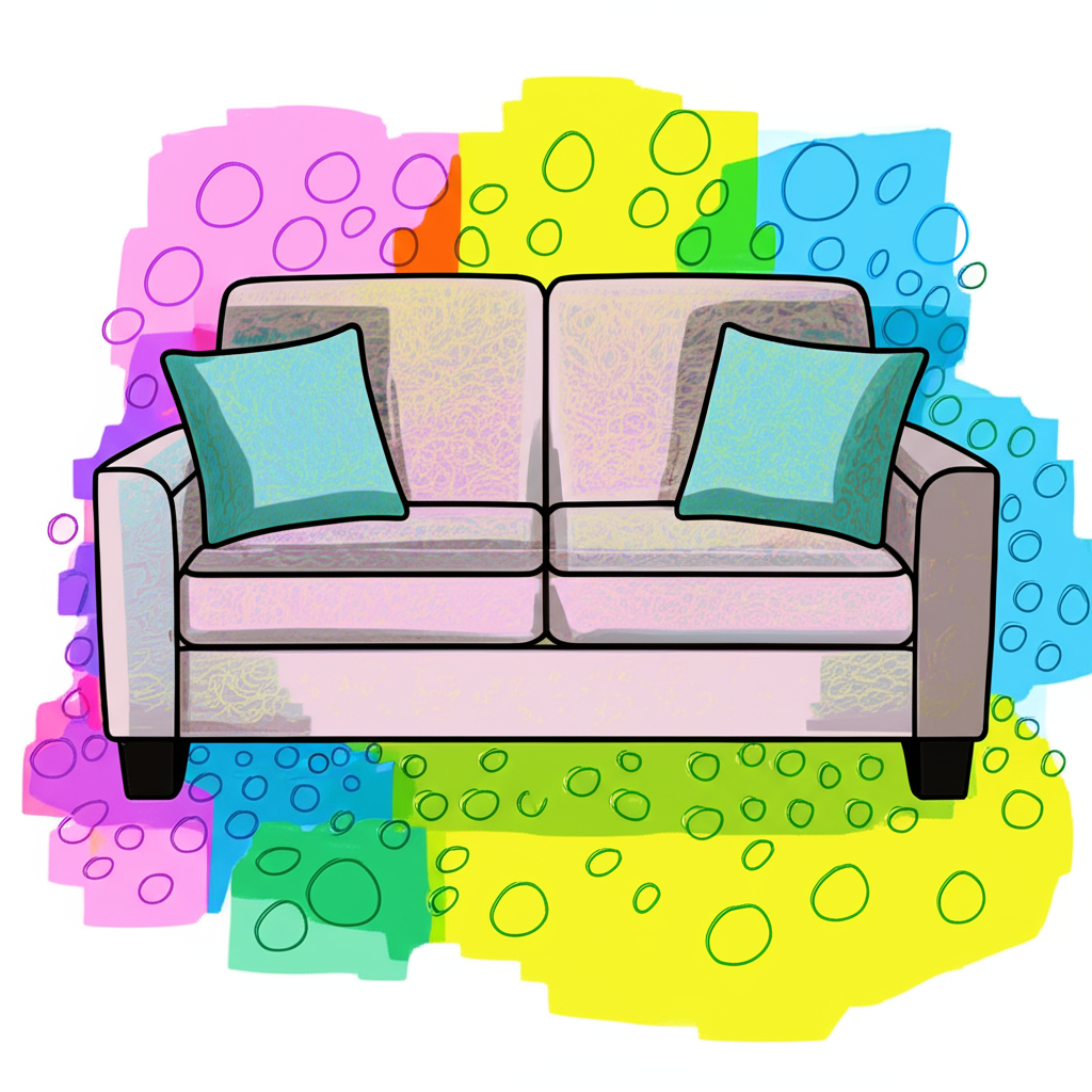 Comfy Two-Seater Sofa Coloring Page - Colored Preview