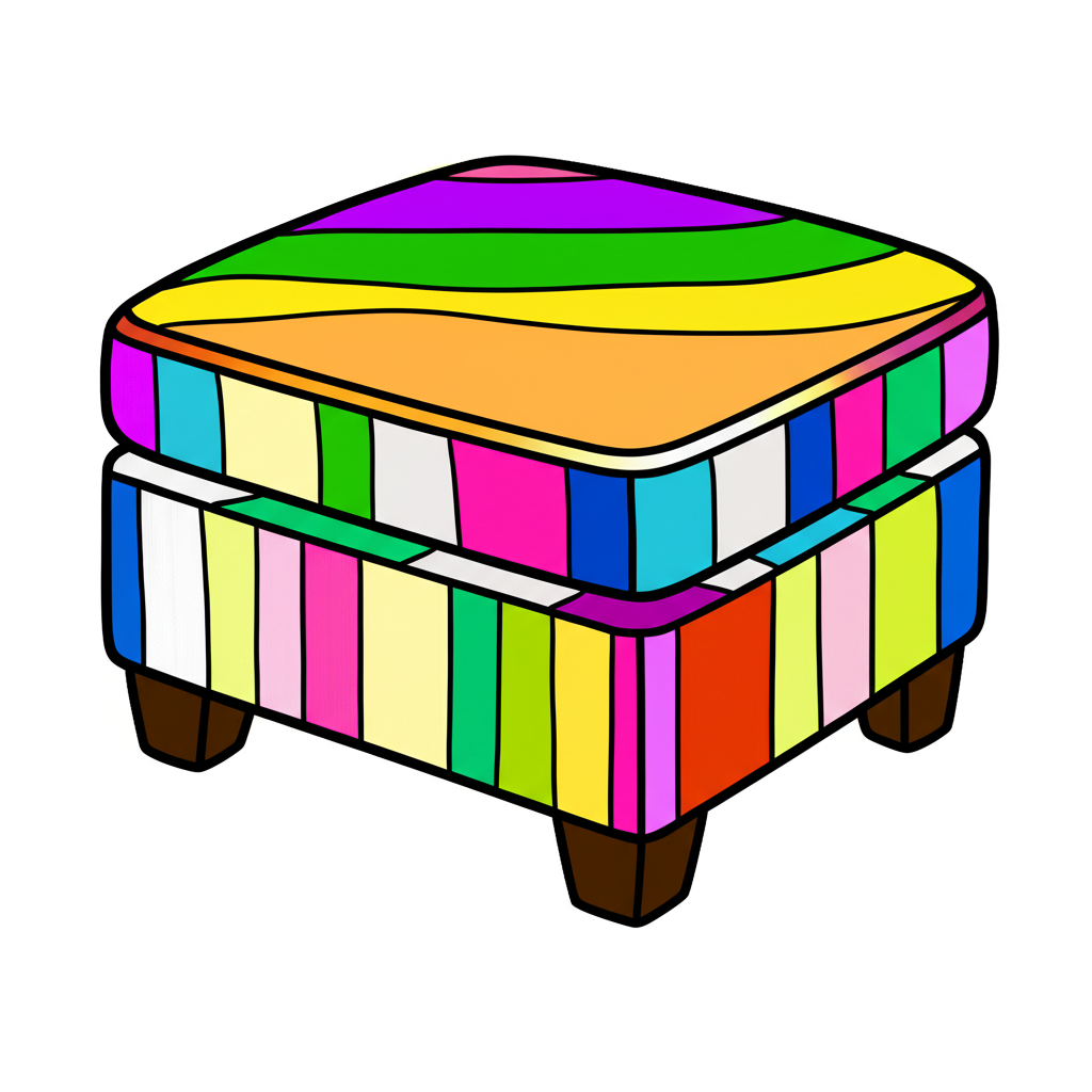 Cozy Ottoman Coloring Page - Colored Preview
