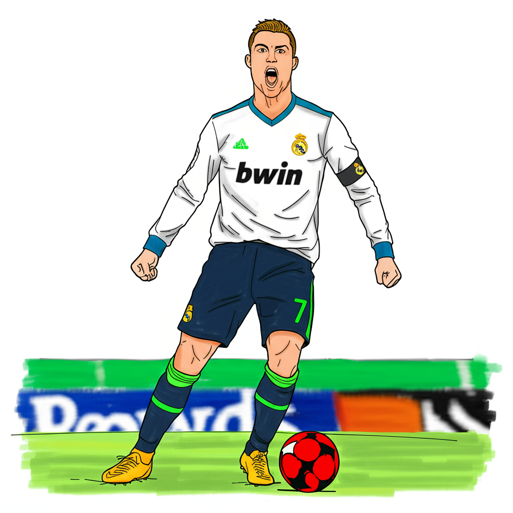 Cristiano Ronaldo Goal Celebration Coloring Page - Colored Preview