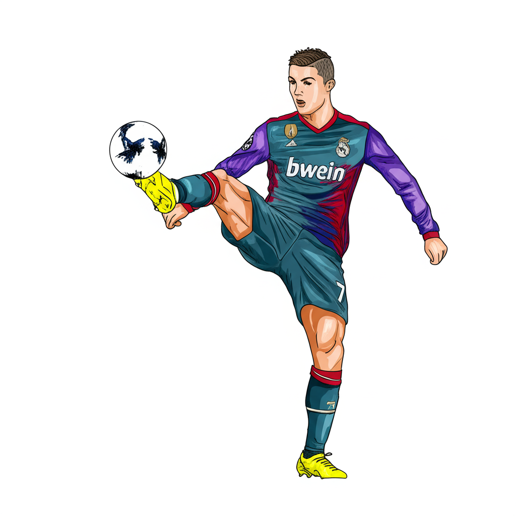 Cristiano Ronaldo Legendary Goalscorer Coloring Page - Colored Preview