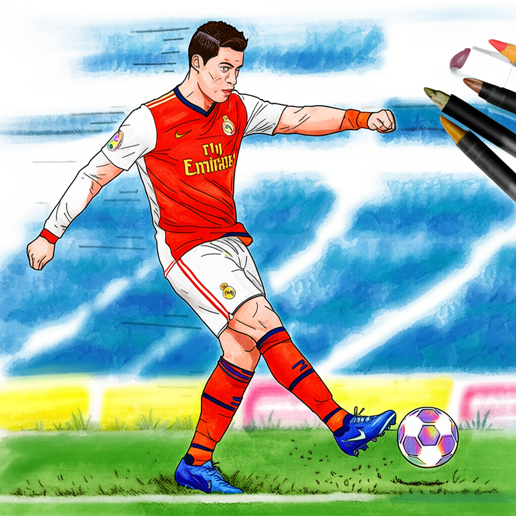 Cristiano Ronaldo Soccer Kick Coloring Page - Colored Preview