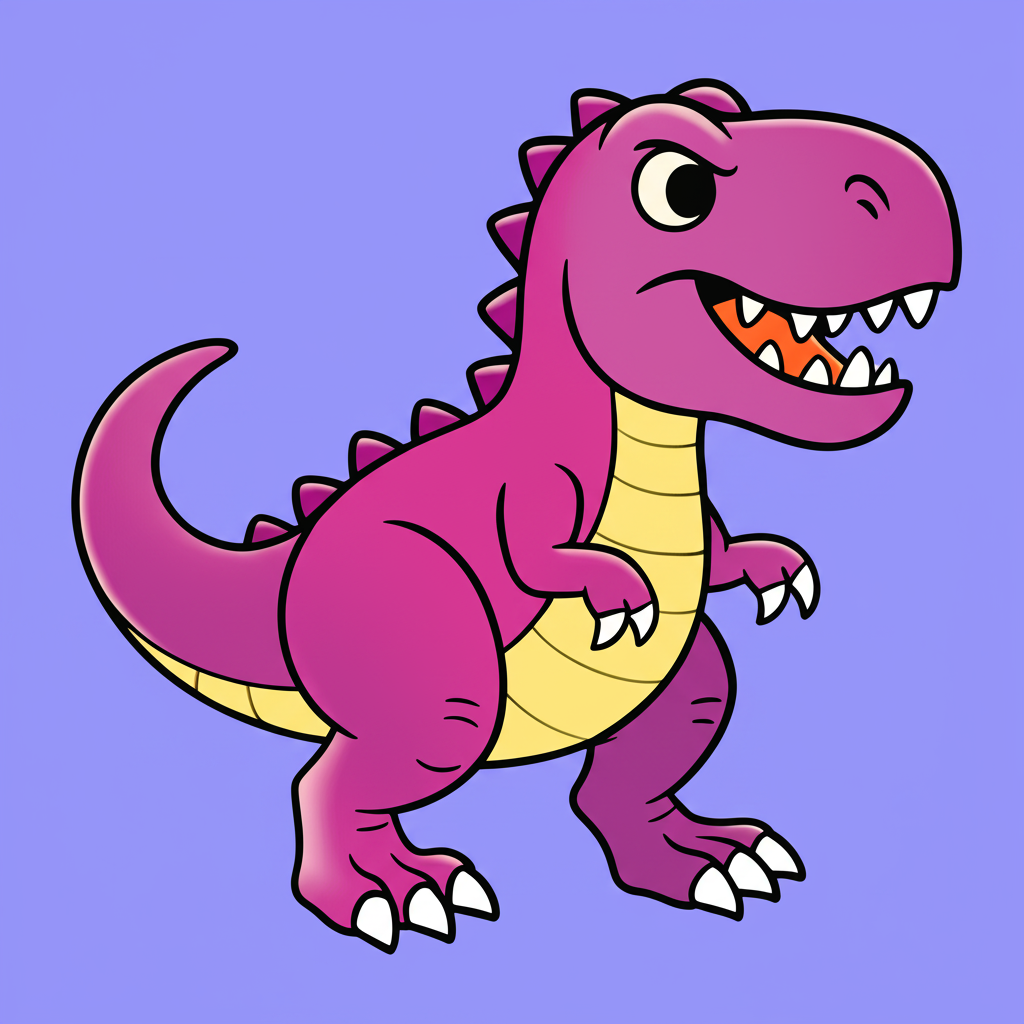 Cute Cartoon T-Rex Coloring Page - Colored Preview