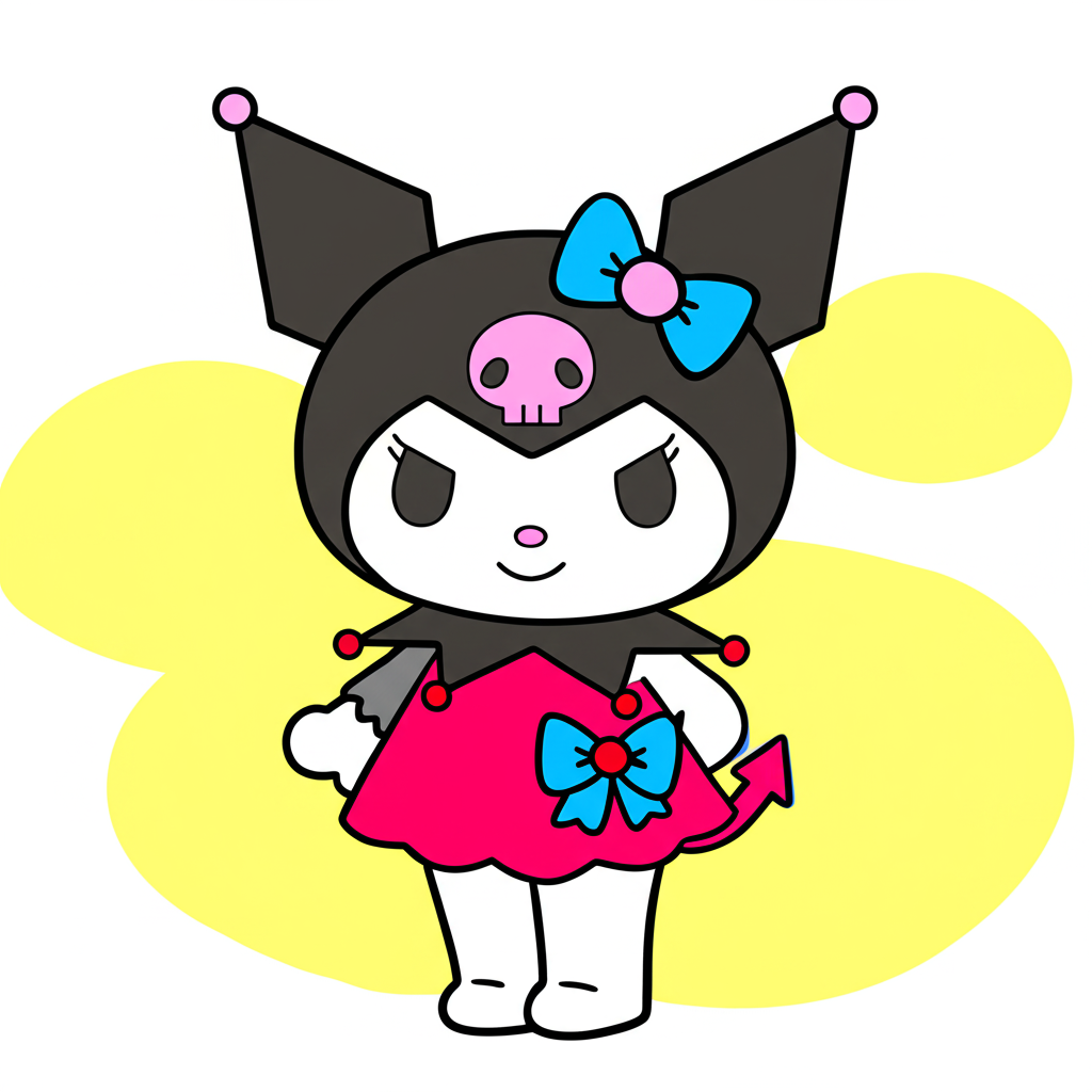 Cute & Cheeky Kuromi Coloring Page - Colored Preview
