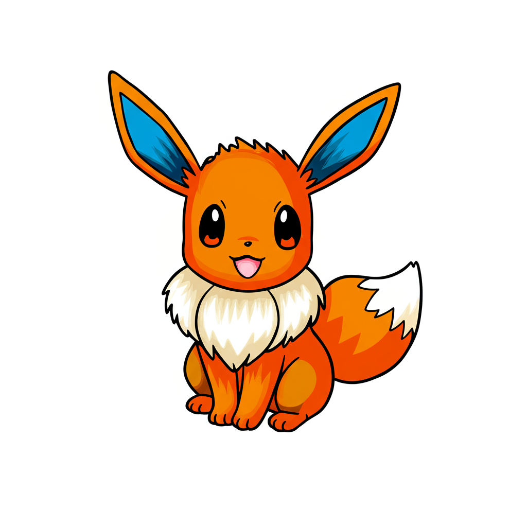 Cute Eevee Pokemon Coloring Page - Colored Preview