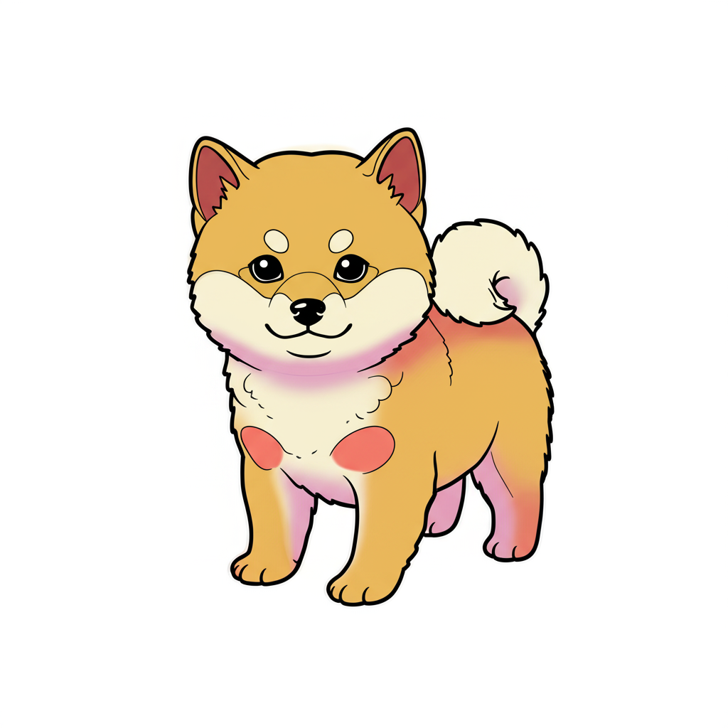 Cute Shiba Inu Puppy Coloring Page - Colored Preview