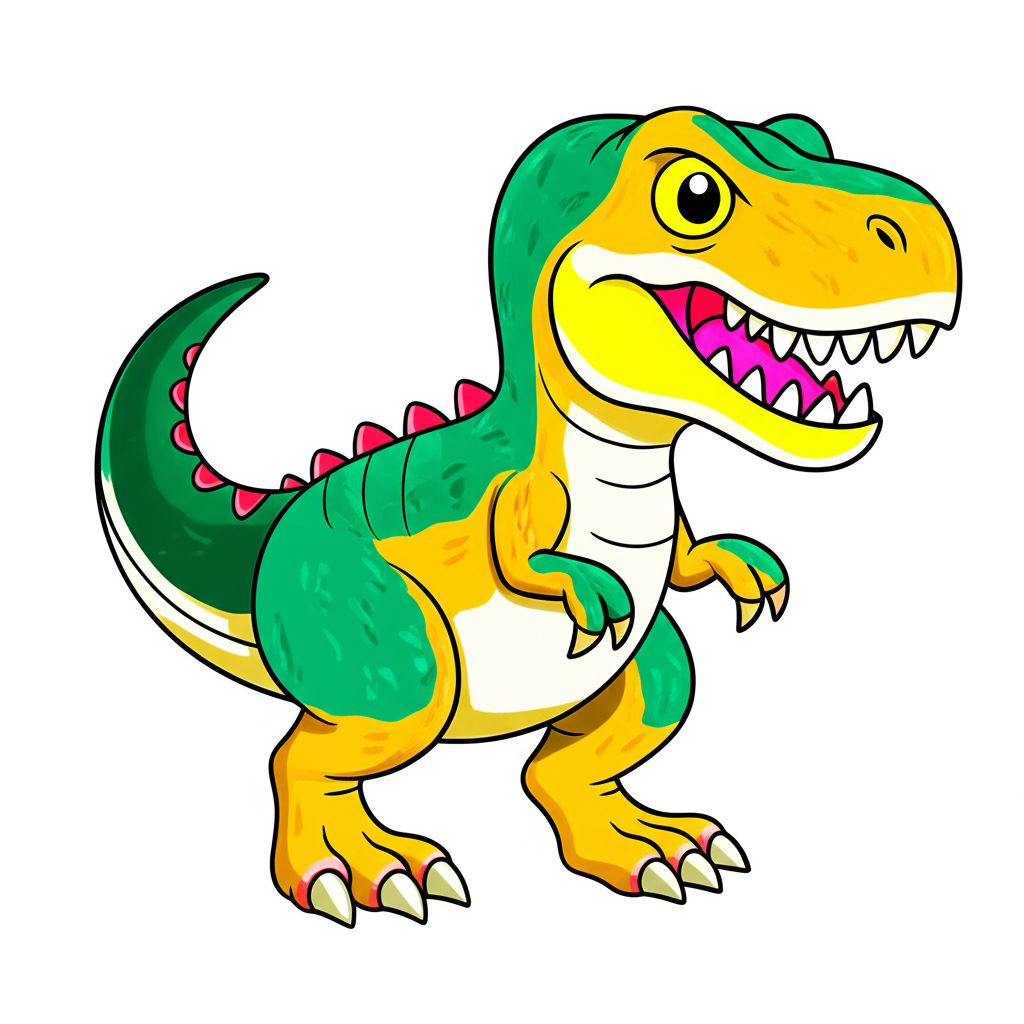 Cute T-Rex Dinosaur Coloring Page - Colored Preview