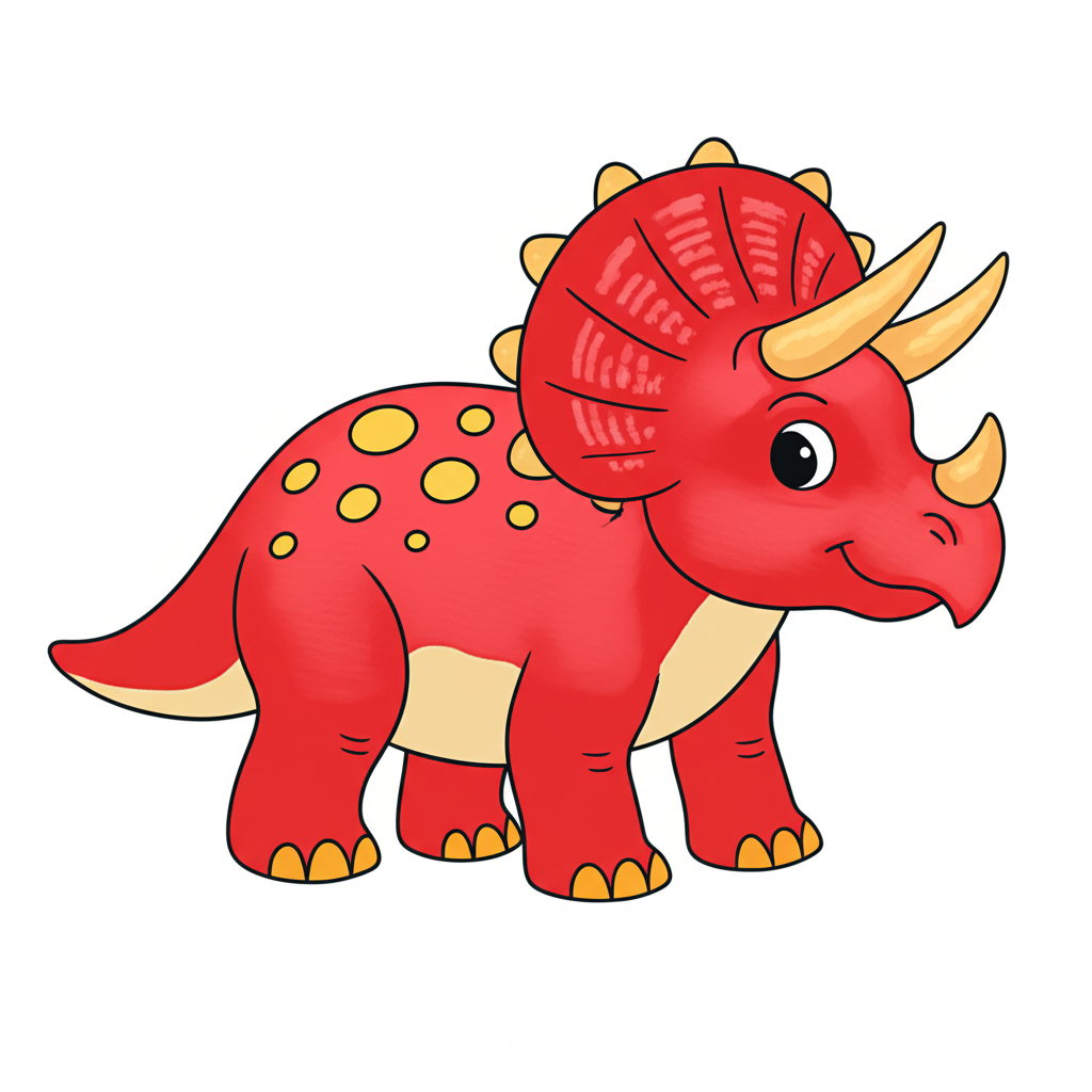 Cute Triceratops Coloring Page - Colored Preview