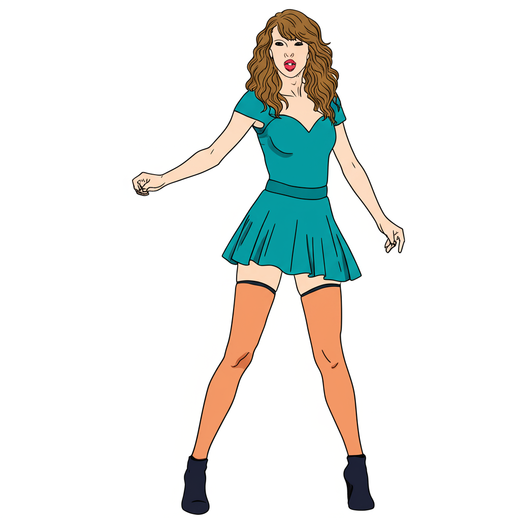 Dazzling Pop Star Singer Coloring Page (Taylor Swift Inspired) - Colored Preview