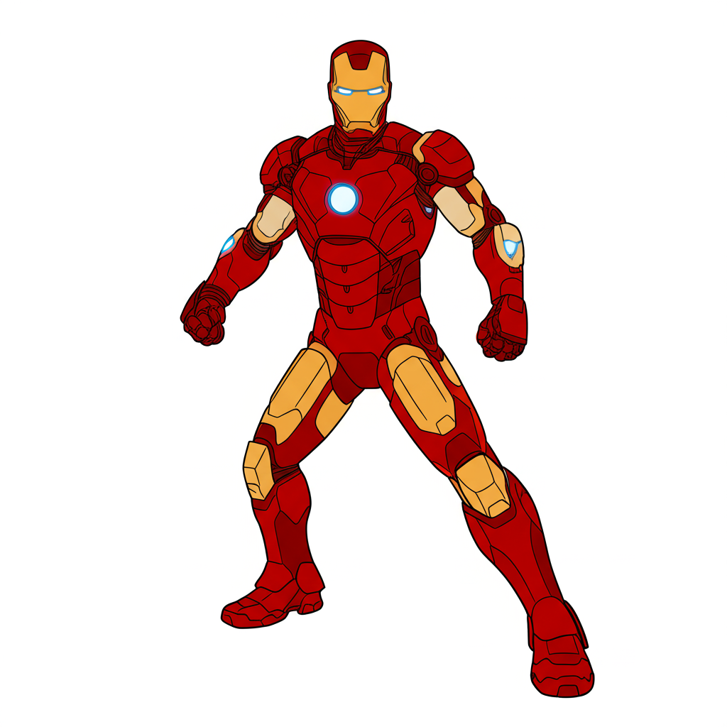 Dynamic Iron Man Coloring Page - Colored Preview