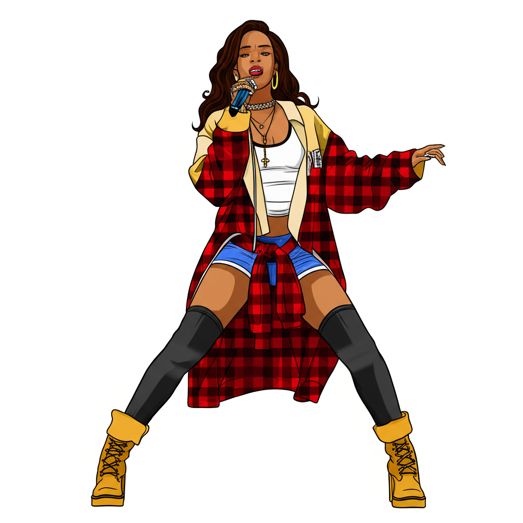 Dynamic Stage Singer Coloring Page - Colored Preview