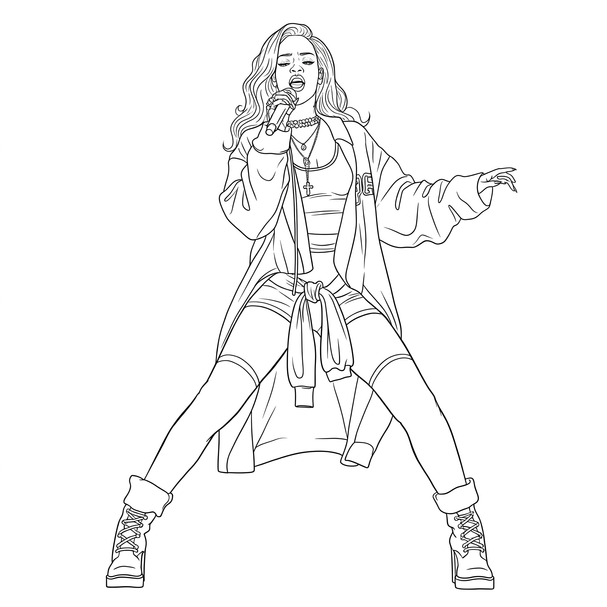 Dynamic Stage Singer Coloring Page
