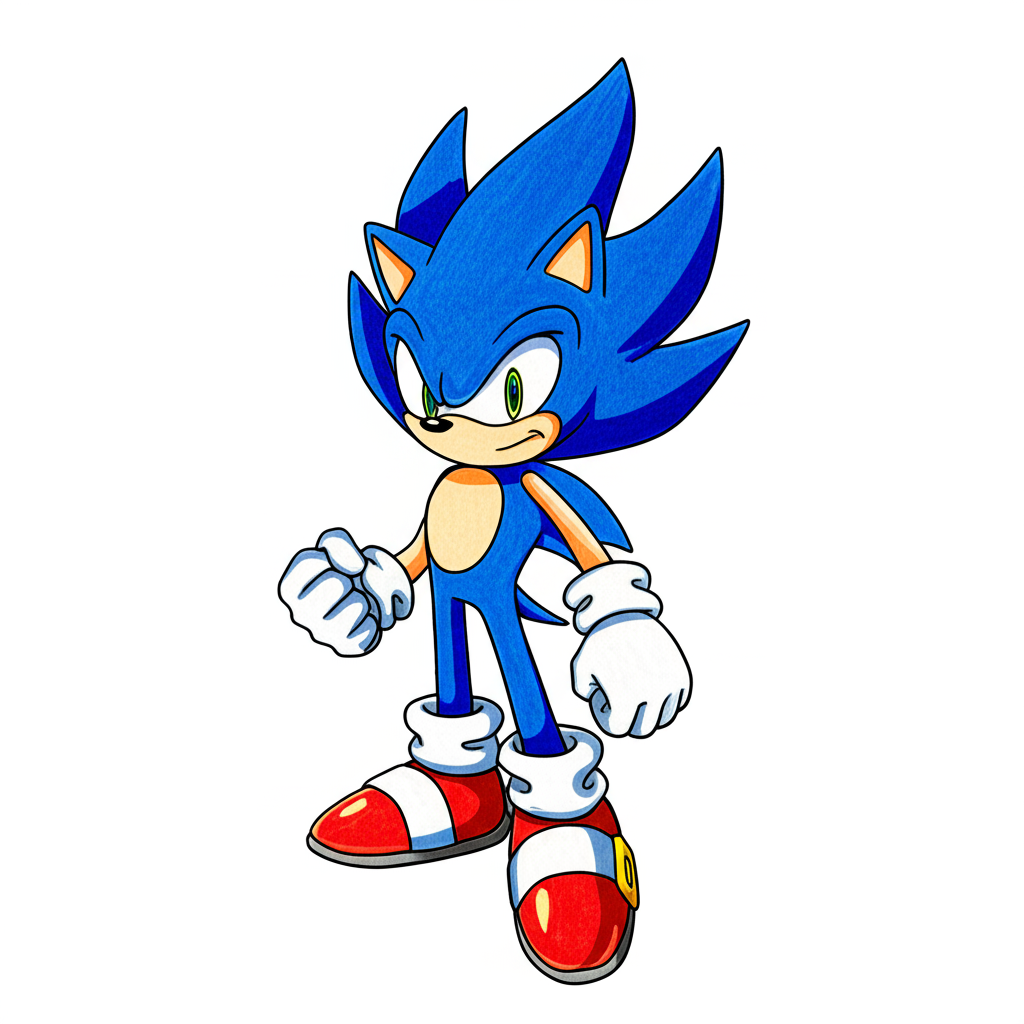 Dynamic Super Sonic Coloring Page - Colored Preview