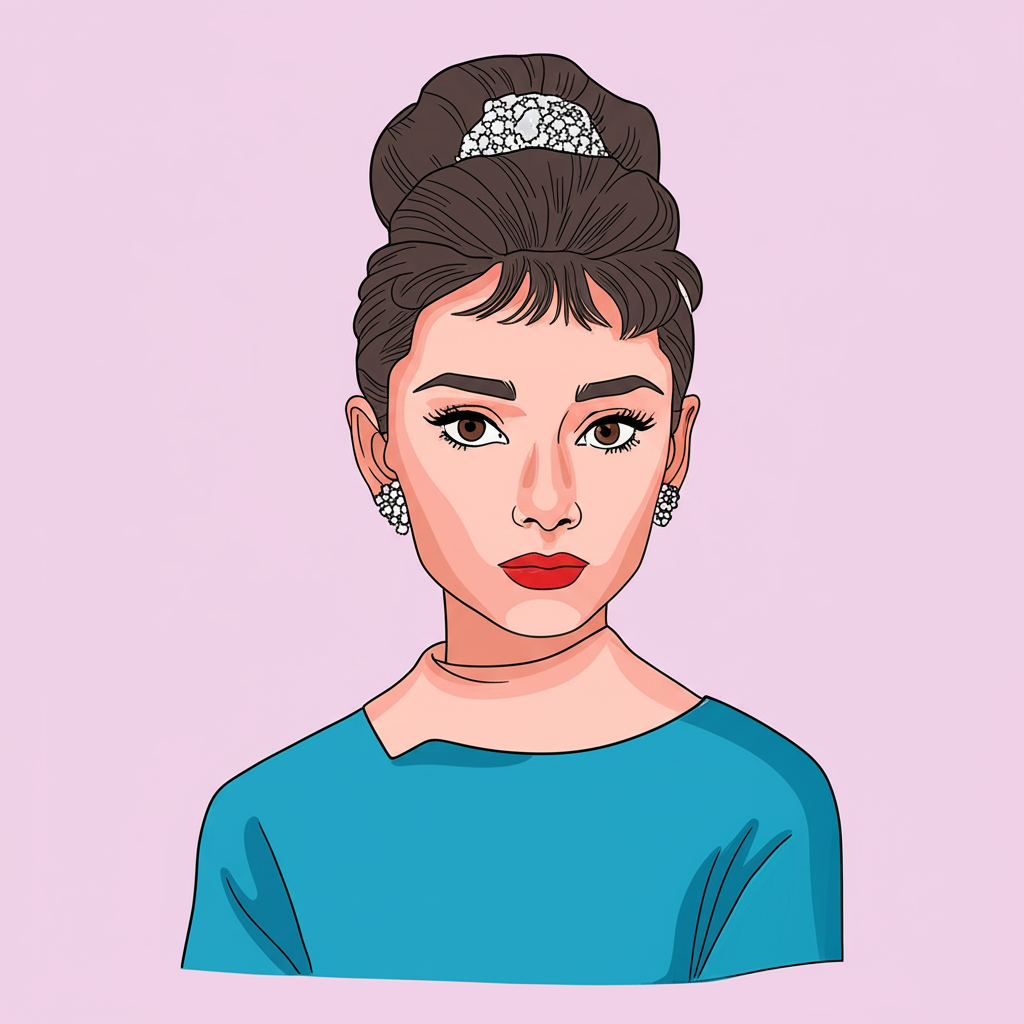 Elegant Audrey Hepburn Inspired Coloring Page - Colored Preview