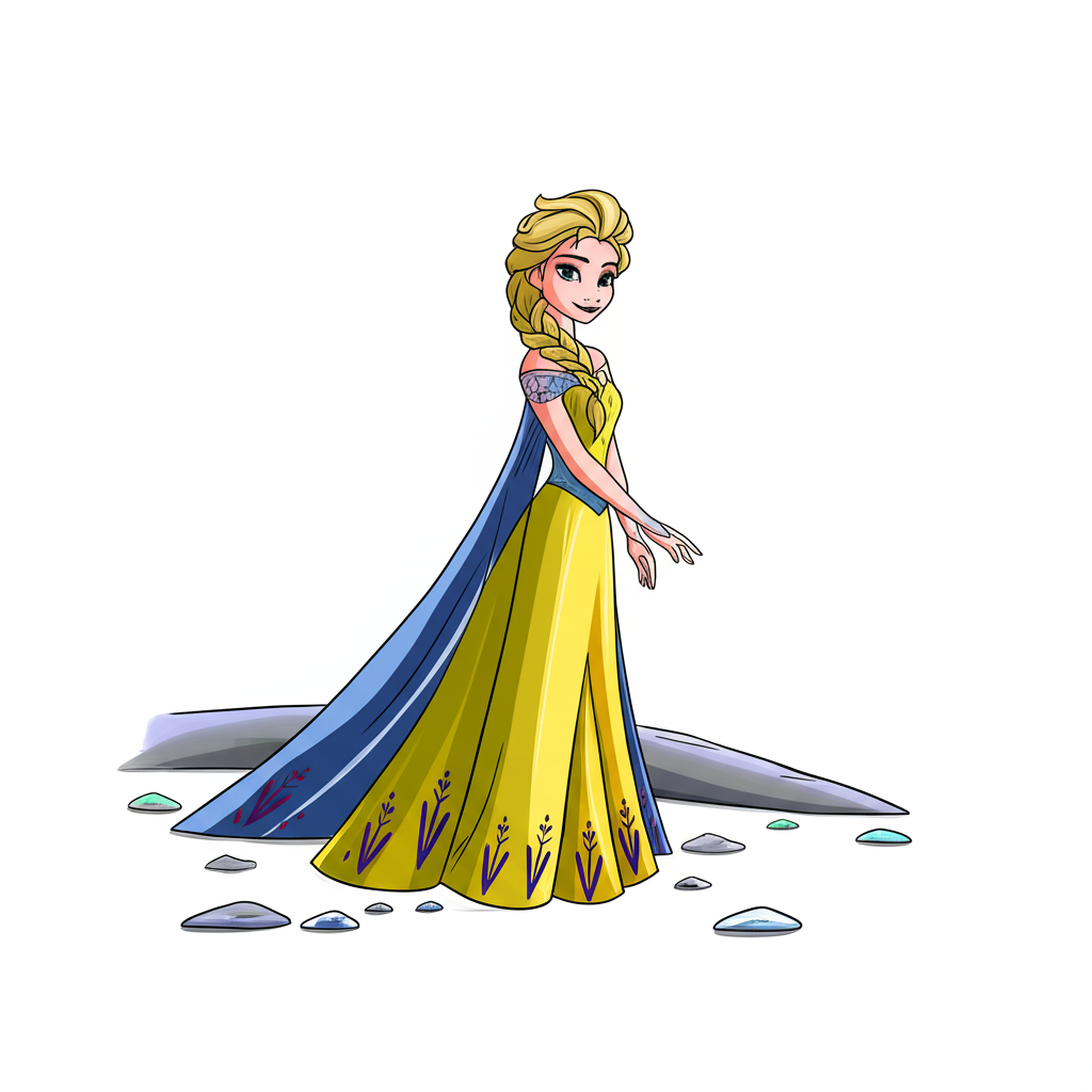Elegant Elsa Frozen Coloring Page - Colored Preview