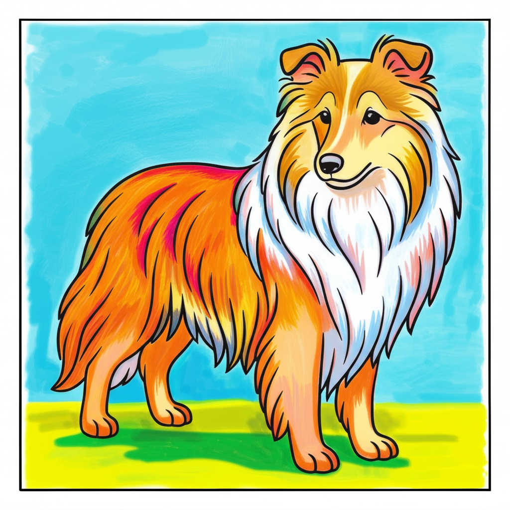 Elegant Shetland Sheepdog Coloring Page - Colored Preview