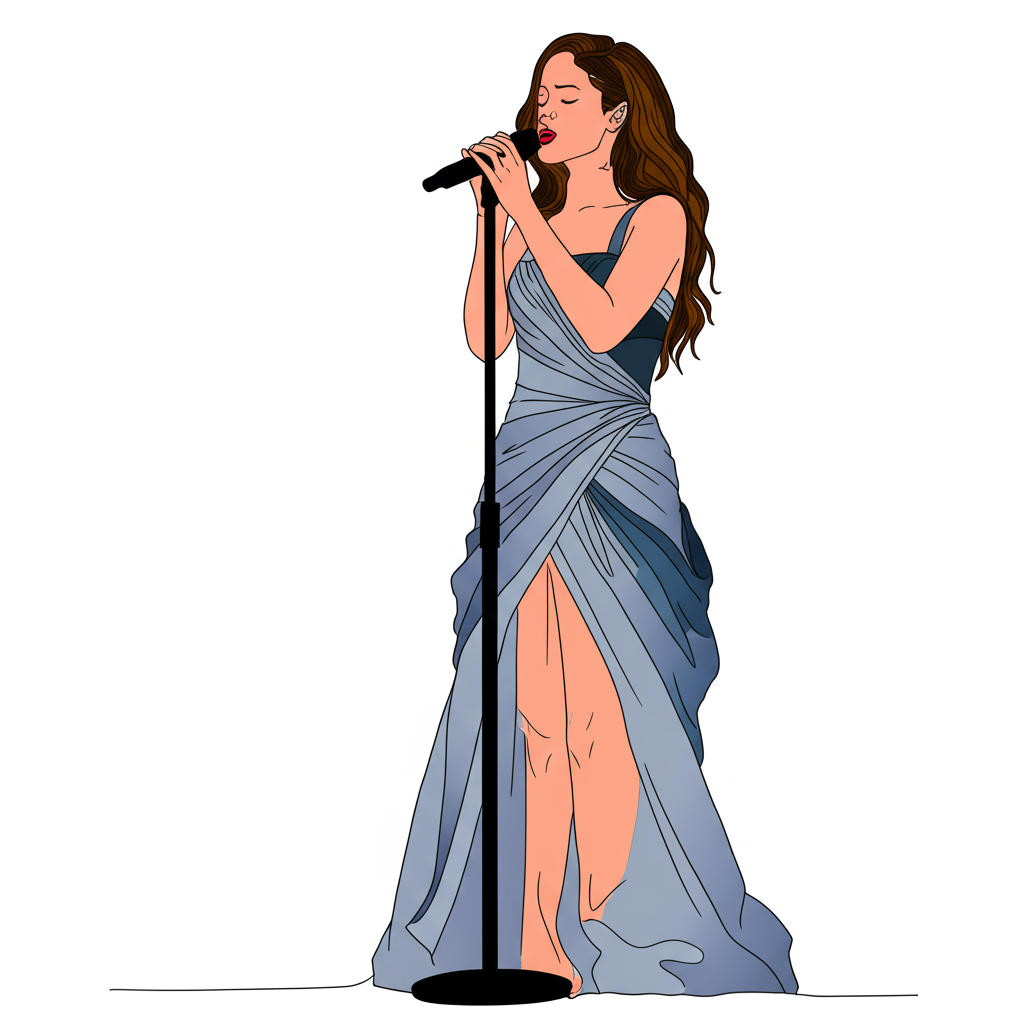 Elegant Singer Performing Coloring Page - Colored Preview