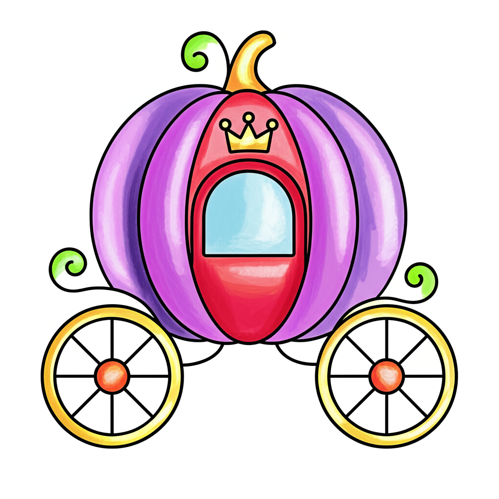 Enchanting Pumpkin Carriage Coloring Page - Colored Preview