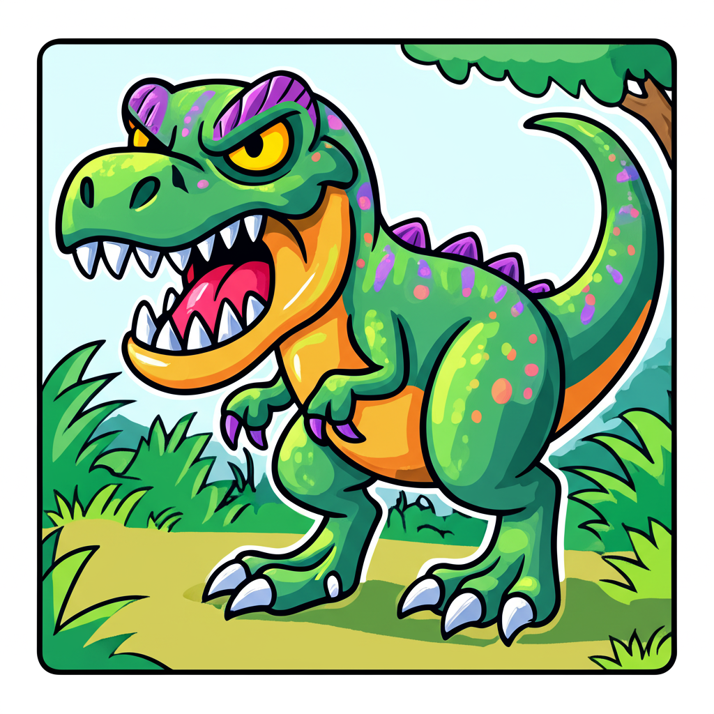 Ferocious T-Rex Roar Coloring Page - Colored Preview
