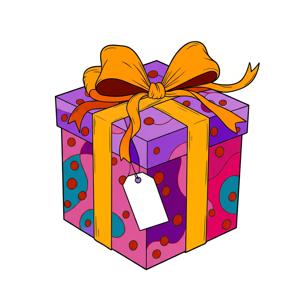 Festive Gift Box Coloring Page - Colored Preview