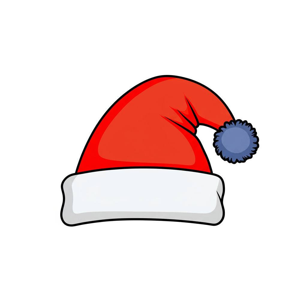Festive Santa Hat Coloring Page - Colored Preview