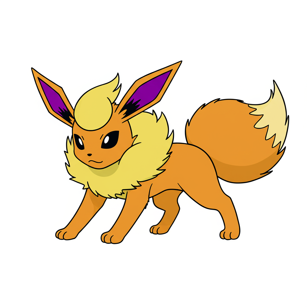 Fiery Flareon Pokémon Coloring Page - Colored Preview