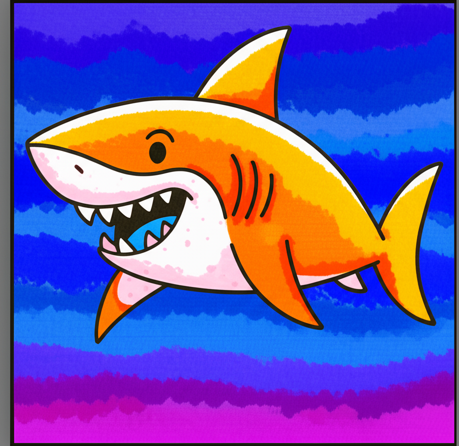 Friendly Shark Grin Coloring Page - Colored Preview