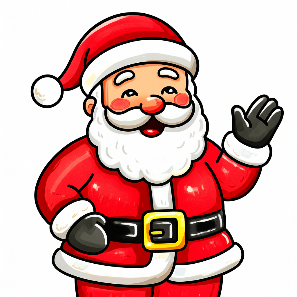Friendly Waving Santa Claus Coloring Page - Colored Preview