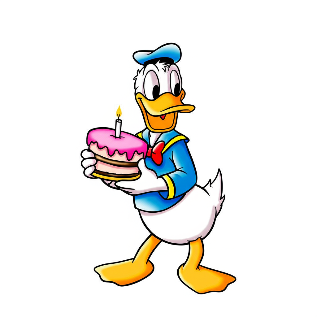 Happy Birthday Donald Duck Coloring Page - Colored Preview