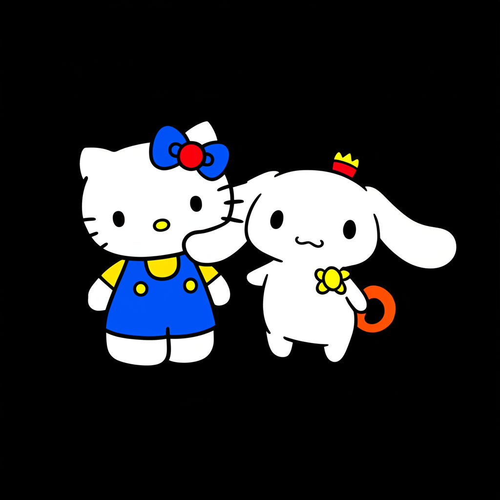 Hello Kitty and Cinnamoroll Best Friends Coloring Page - Colored Preview