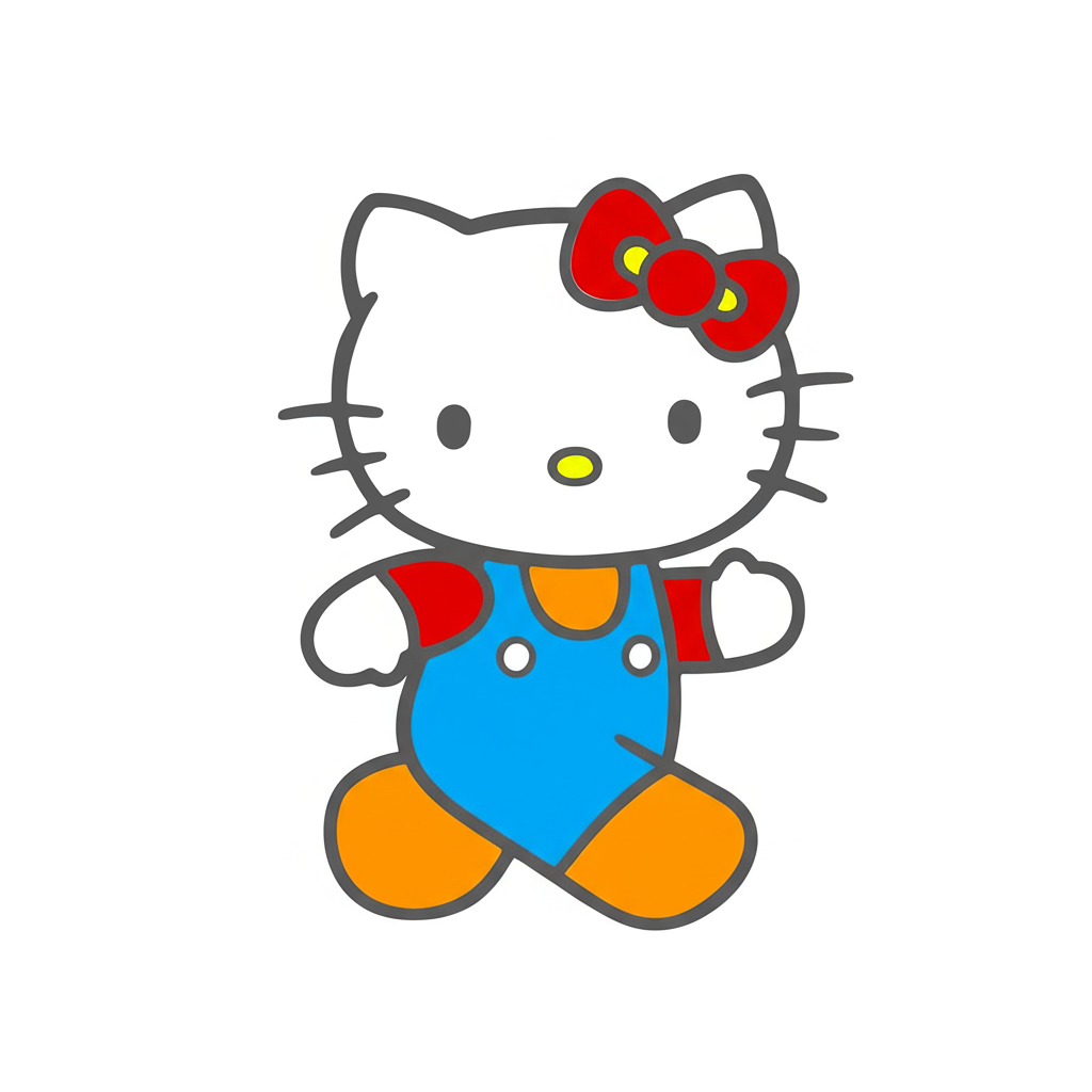 Adorable Hello Kitty Walking Coloring Page - Colored Preview