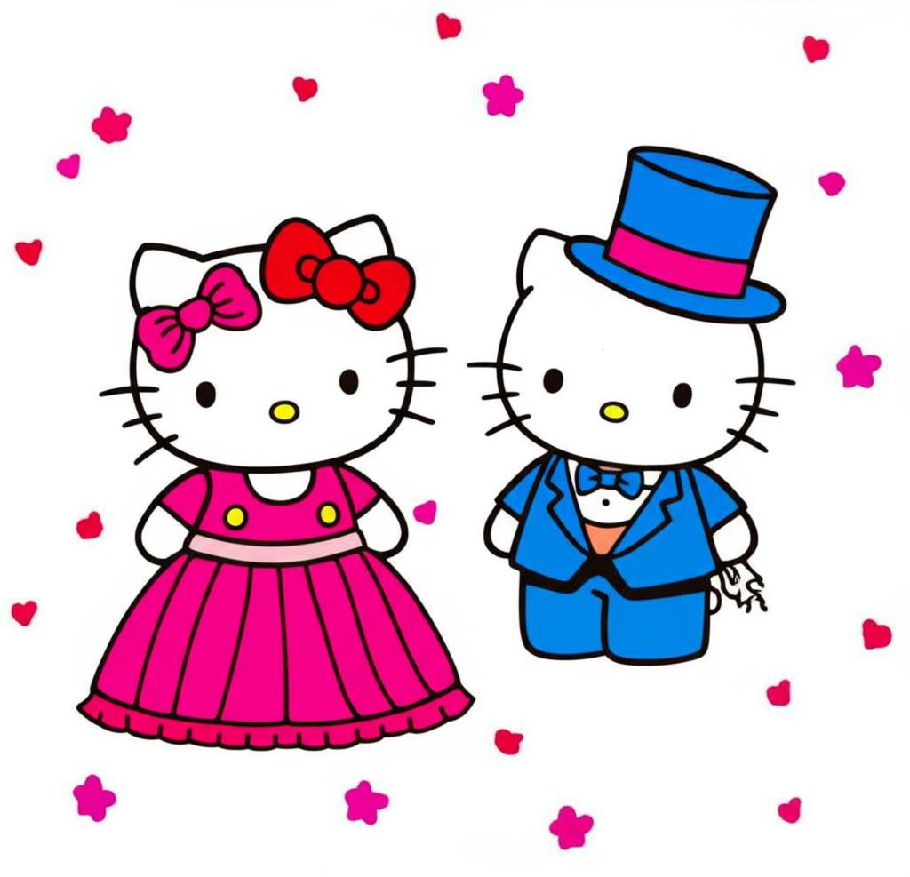 Hello Kitty Wedding Bliss Coloring Page - Colored Preview