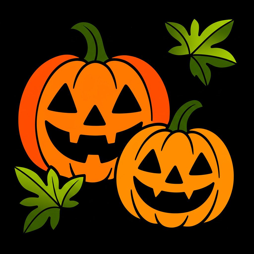 Joyful Jack-o'-Lanterns Coloring Page - Colored Preview